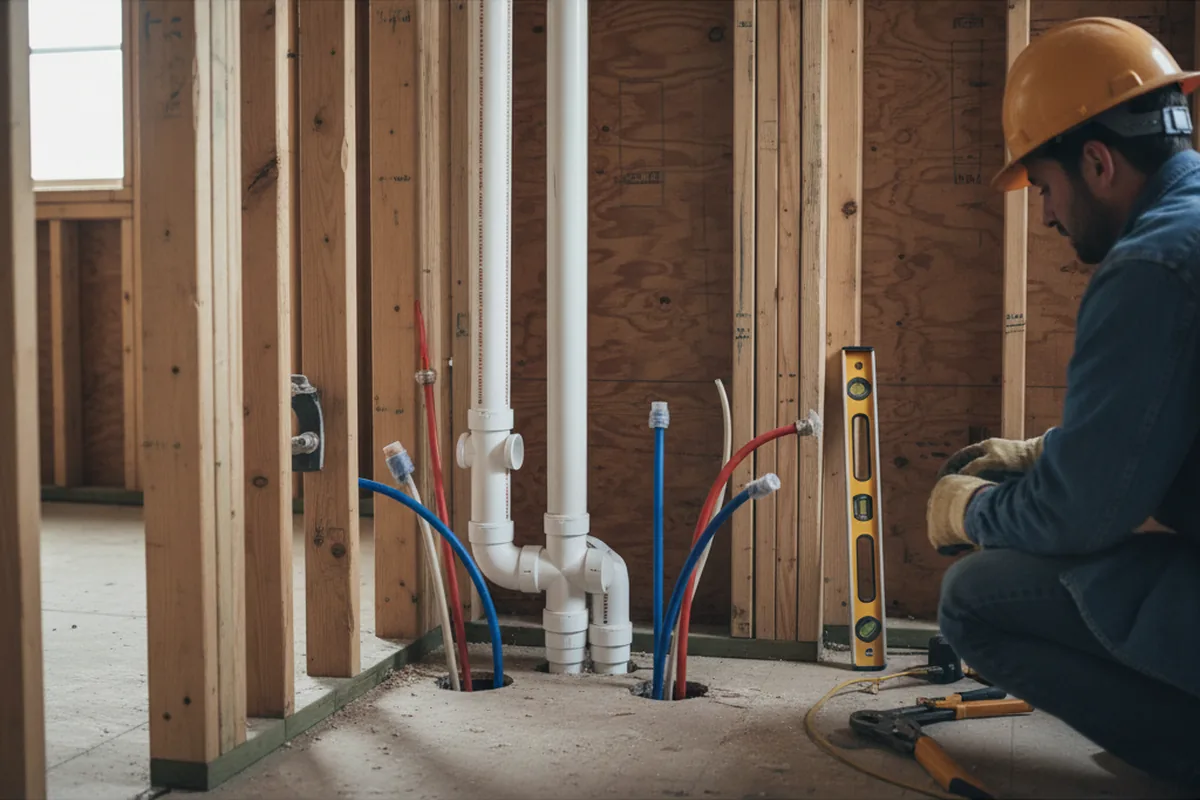 Drain and supply rough-in during Sump Pump Repair in Pahrump
