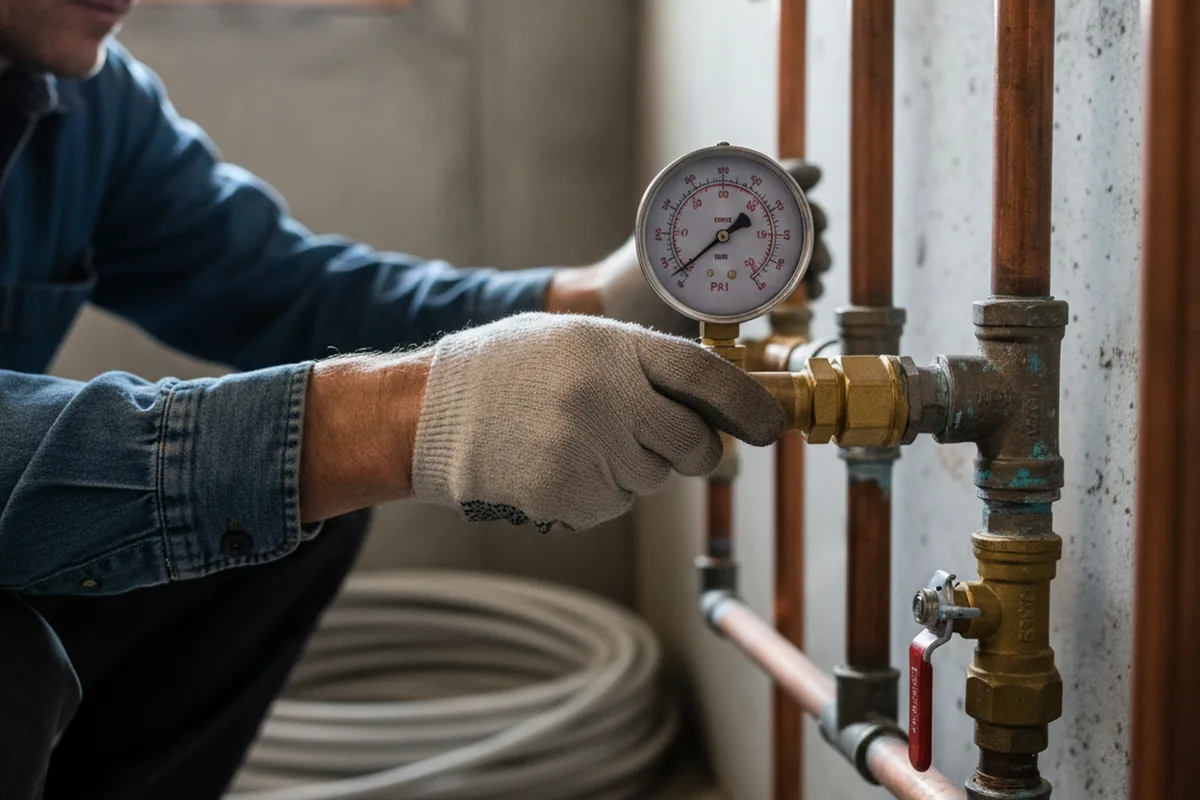 Pressure testing a repaired line during Water Line Repair in Pahrump